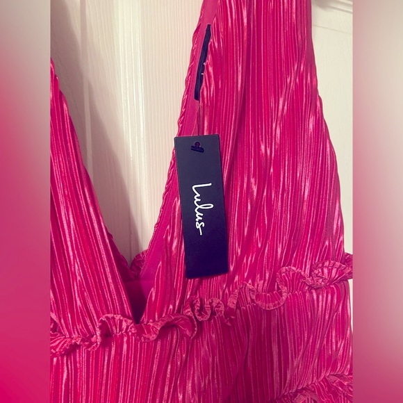 Lulus Pink Pleated Maxi Romper Dress (XL, NWT) - Picture 8 of 12